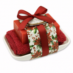 Sheep milk soap 150g on soap dish "Vintage motif 213", Pomegranate 