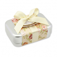 Sheep milk soap square 100g in a can "Vintage motif 20", Orange 