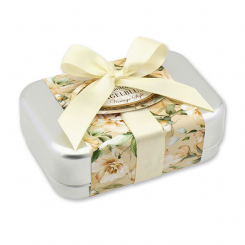 Sheep milk soap square 100g in a can "Vintage motif 201", Marigold 