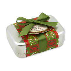 Sheep milk soap square 100g in a can "Vintage motif 86", Verbena 