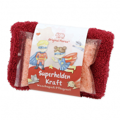 Badesalz 60g mit Waschlappen "Superhelden Kraft", Beerentraum 