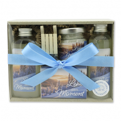 Gift set 4 pieces "Lebe den Moment", Christmas rose white 