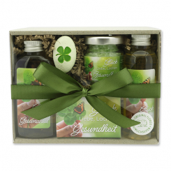Geschenkset 4-teilig "Glück, Liebe, Lachen, Gesundheit", Eisenkraut 