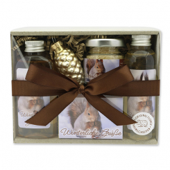 Gift set 4 pieces "Winterliche Grüße", Swiss pine 