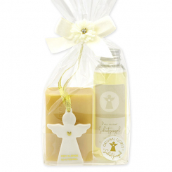 Care set 2 pieces decorated with guardian angel with heart in a cellophane bag, Classic/Swiss pine 