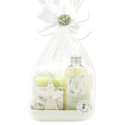 Pflegeset 4-teilig dekoriert mit Schutzengel mit Herz in Cello, Classic/Wiesenblume 