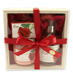Holzboxset groß 5-teilig, Rose rot 