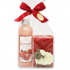 Gift set with felt sheep, Pomegranate 