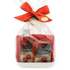 Care set 4 pieces in a cellophane "Von Herzen Danke", Pomegranate 