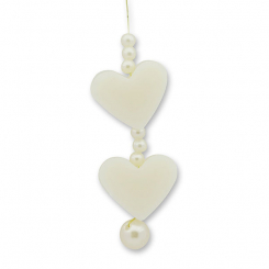 Schafmilchseife Herz mini 2x8g hängend dekoriert mit Perlen, Edelweiß 