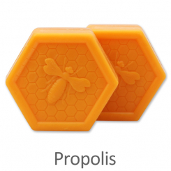Schafmilchseife 6-Eck 100g mit Wabe und Biene, Propolis 