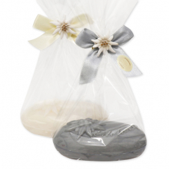 Sheep milk soap oval 100g, in a cellophane, Edelweiss white/silver 
