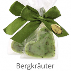 Sheep milk soap heart midi 23g in cellophane, Mountain herbs 