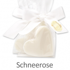 Schafmilchseife Herz mittel 23g, in Cello, Schneerose 