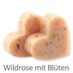 Schafmilchseife Herz mittel 23g, Wildrose mit Blüten 