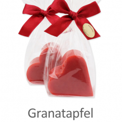 Sheep milk soap heart 65g, in a cellophane, Pomegranate 