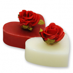 Schafmilchseife Herz mittel 23g dekoriert mit Rose, Classic/Granatapfel 