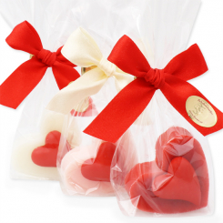 Schafmilchseife Herz mittel 23g dekoriert mit Herz in Cello, sortiert 