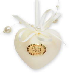 Sheep milk soap heart 30g hanging, decorated with a pearl ribbon, Classic 
