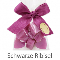Schafmilchseife Herz mini mini 10x2g, in Cello, schwarze Ribisel 
