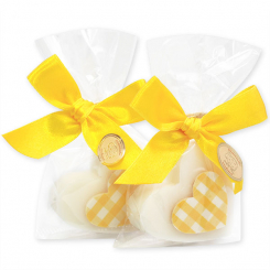 Schafmilchseife Herz 23g dekoriert mit Herz in Cello, Classic 