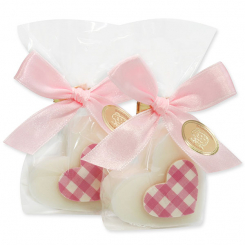 Schafmilchseife Herz 23g dekoriert mit Herz in Cello, Classic 