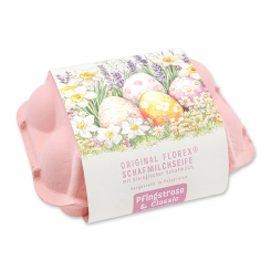 Schafmilchseifen Ostereier 61g "Osterzauber Motiv 2" im Eierkarton, Classic/Pfingstrose 