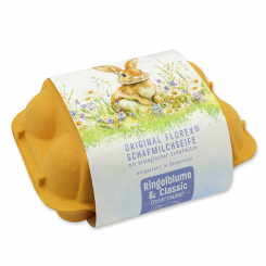 Schafmilchseifen Ostereier 61g "Osterzauber Motiv 8" im Eierkarton, Classic/Ringelblume 