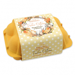 Schafmilchseifen Ostereier 61g "Frohe Ostern" im Eierkarton, Classic/Ringelblume 