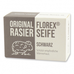 Rasierseife mit Schafmilch schwarz eckig 100g in Schachtel 