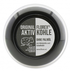 Aktivkohleseife rund in der Dose 100g mit Etikett 