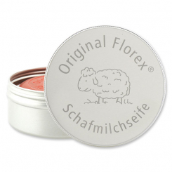 Sheep milk soap round 100g in a box with laser engraving, Rose with petals 