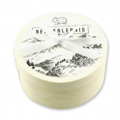 Schafmilchseife rund 100g in Spanschachtel 
"Bergerlebnis", Schneerose 