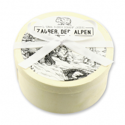 Schafmilchseife rund 100g in Spanschachtel 
"Zauber der Alpen", Edelweiß 