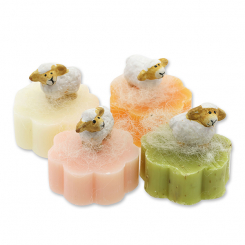 Schafmilchseife Blume mini 20g dekoriert mit Schaf, sortiert 