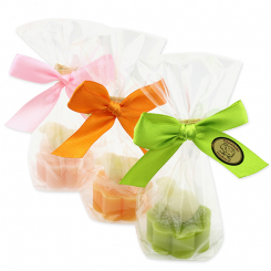 Schafmilchseife Blume mini 20g dekoriert mit Seifen Schaf 4,5g in Cello, sortiert 