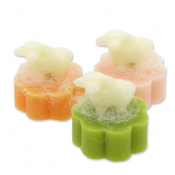 Schafmilchseife Blume mini 20g dekoriert mit Seifen Schaf 4,5g, sortiert 