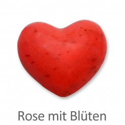 Sheep milk soap heart round 30g, Rose with petals 