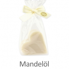 Sheep milk soap heart 85g in a cellophane bag, Almond oil 