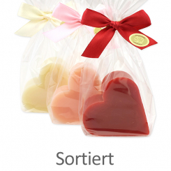 Sheep milk soap heart 85g in a cellophane, sorted 