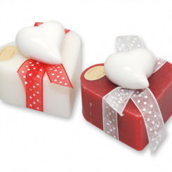 Scahfmilchseife Herz groß 85g dekoriert mit Keramikherz, Classic/Granatapfel 