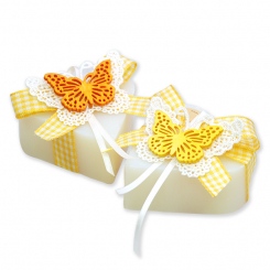 Schafmilchseife Herz groß 85g dekoriert mit Schmetterling, Classic 