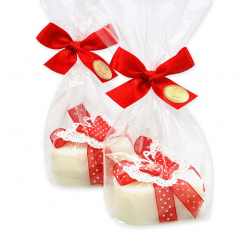Schafmilchseife Herz groß 85g dekoriert mit Schmetterling in Cello, Classic 