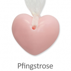 Sheep milk soap heart round 60g, hanging with organca, Peony 