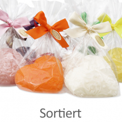 Sheep milk soap heart "Florex" 80g, in a cellophane, sorted 
