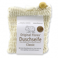 Shower soap with sheep milk 100g in a sisal wash bag, Classic 