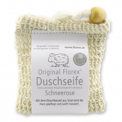 Duschseife mit Schafmilch rund 100g im Waschbeutel, Schneerose 