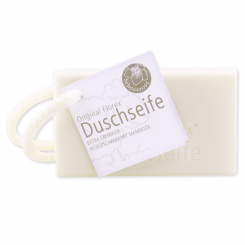 Shower soap with sheep milk 120g, hanging with a cord, Christmas rose 