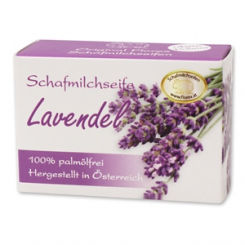 Palmölfreie Schafmilchseife eckig 100g in Schachtel, Lavendel 