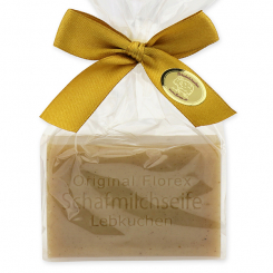 Sheep milk soap square 100g in a cellophane bag, Gingerbread 